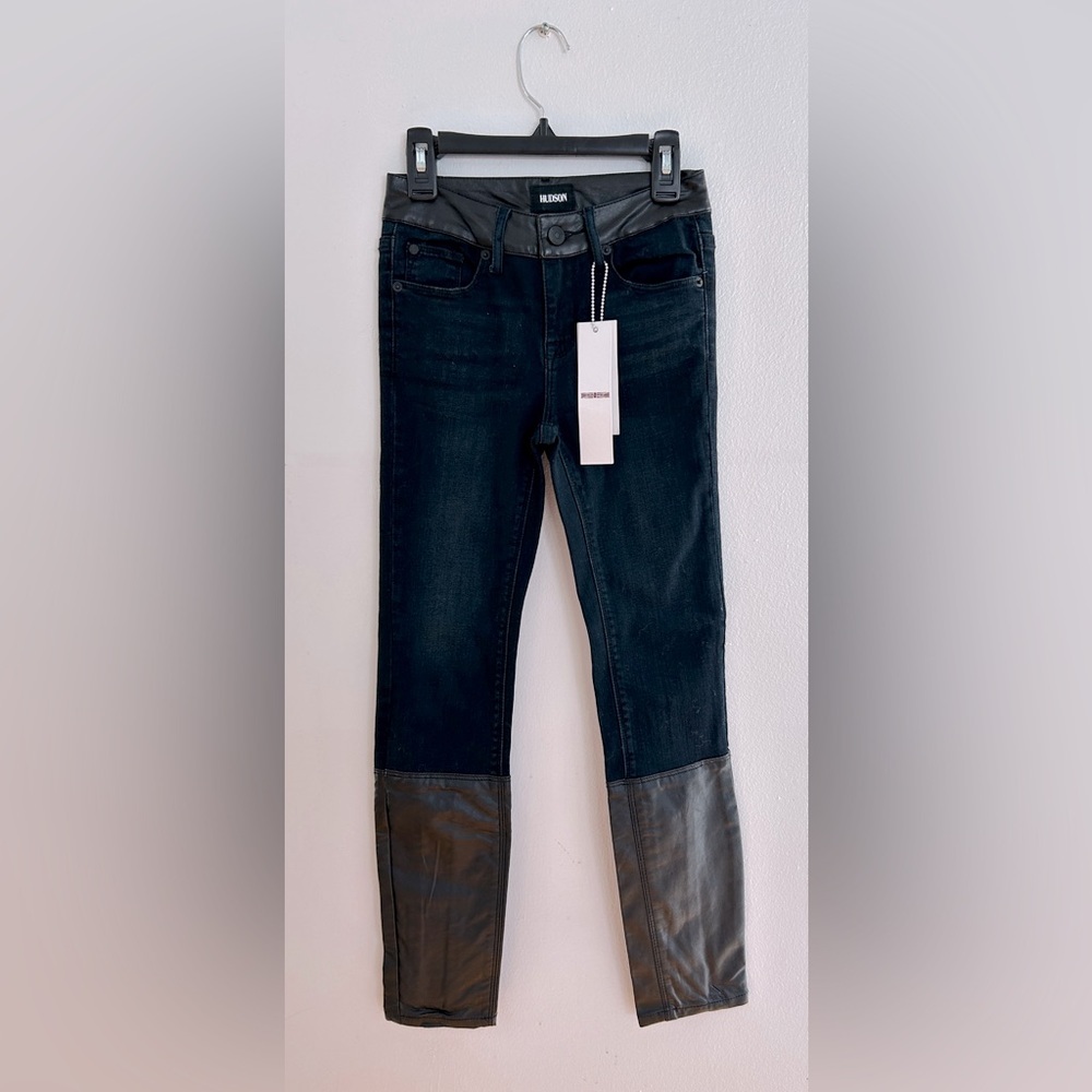 Kids Hudson Dark Denim Jeans with Leather Accents